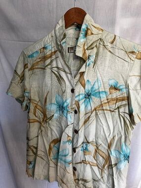 Caribbean Joe Floral Hawaiian Style Blouse Women’s Small Rayon